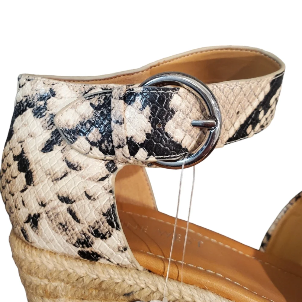 Nine West Adell Snake Espadrille Sandal Wedge Heel Size 9M